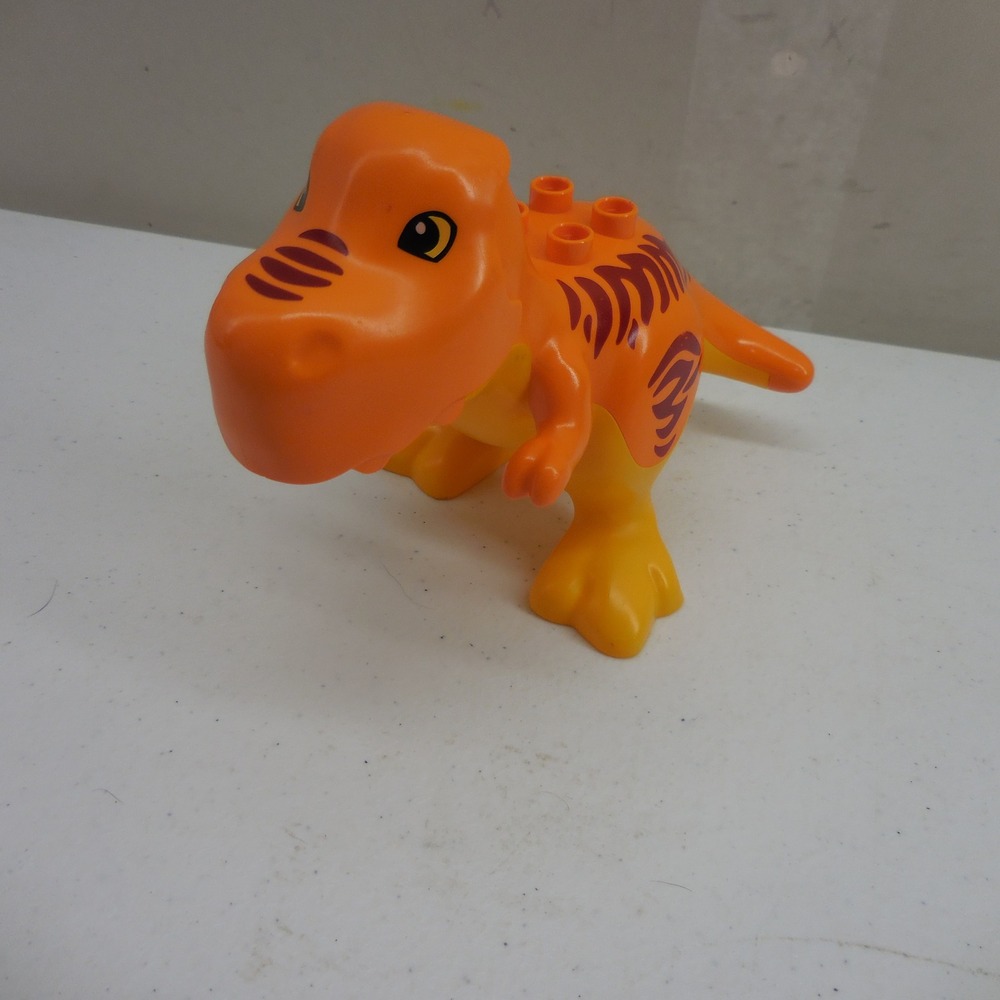 LEGO Duplo Orange T-Rex Dinosaur Figure with Movable Jaw and Stripes